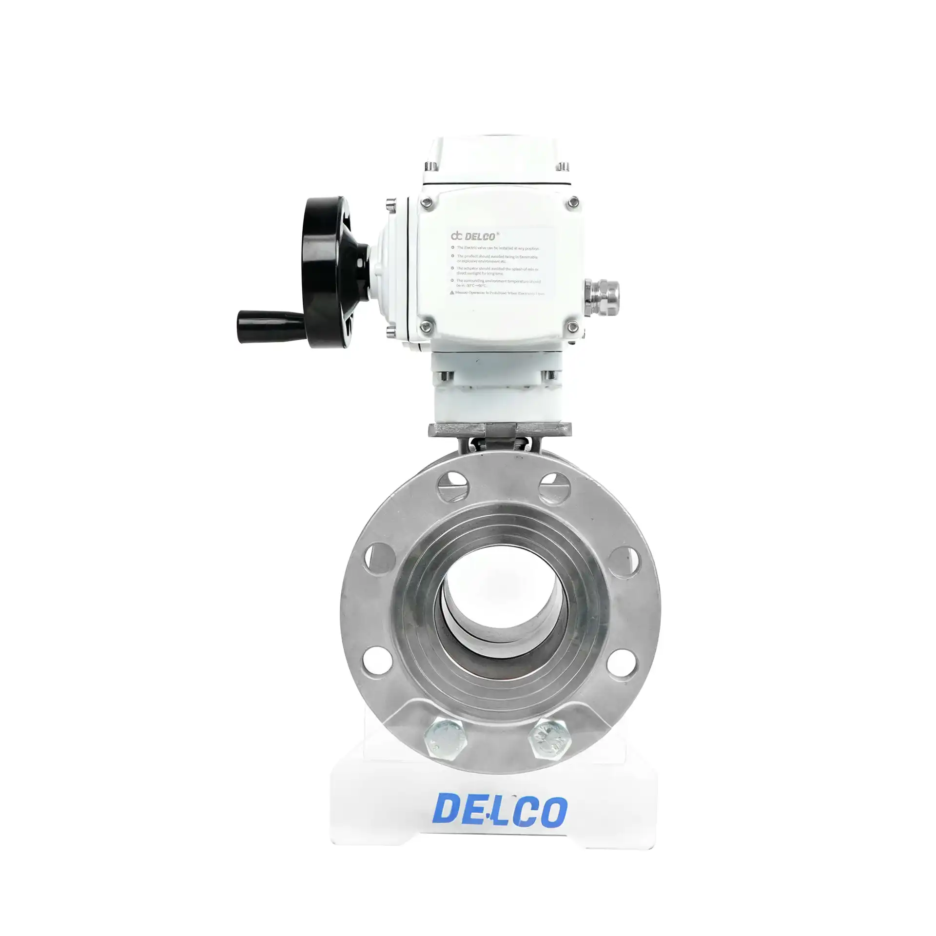 DK55-3PF Elektrisches Edelstahl-Kugelventil mit Flansch, rechte Seitenansicht