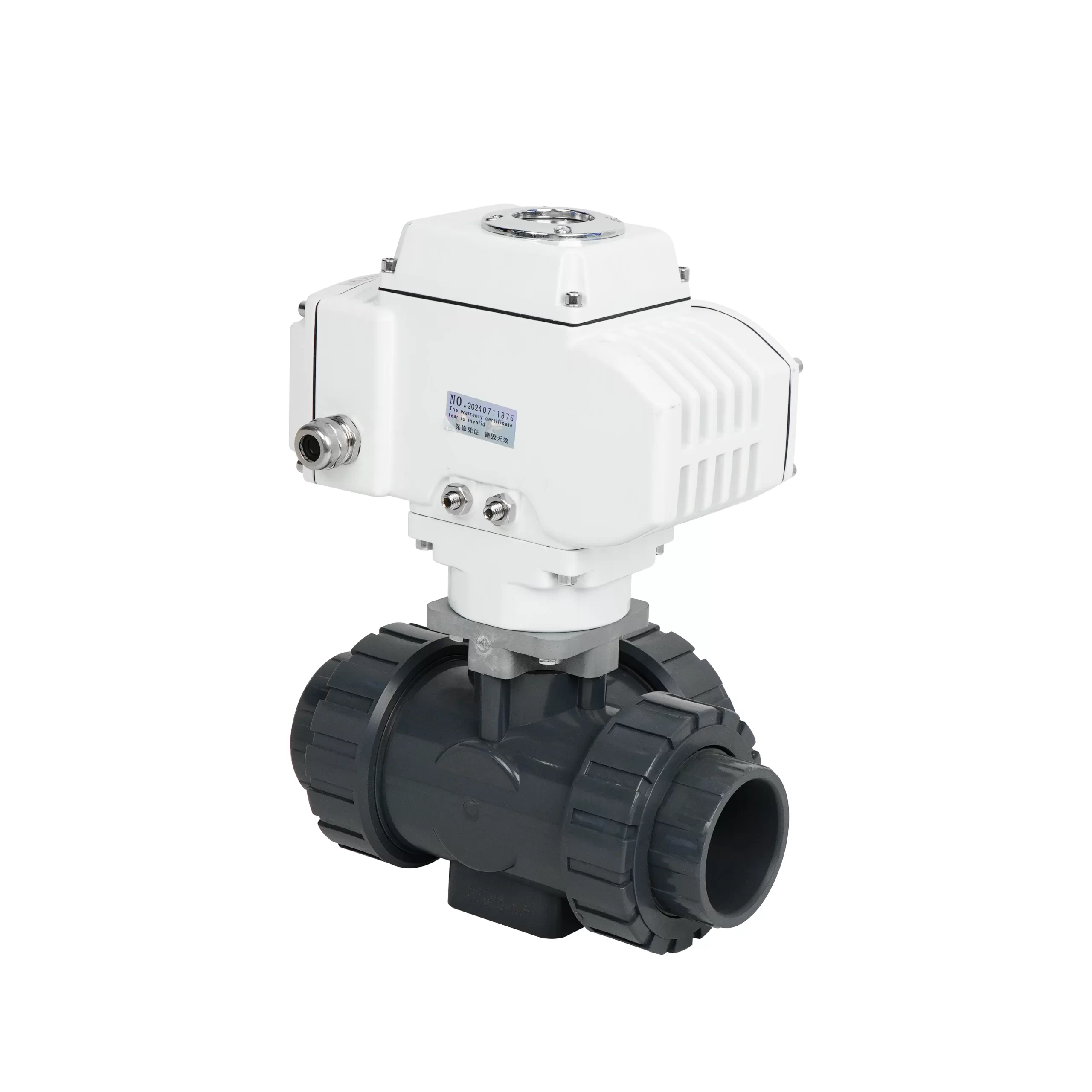 DK55-3PL Electric 3-Way UPVC Double Union Ball Valve 2