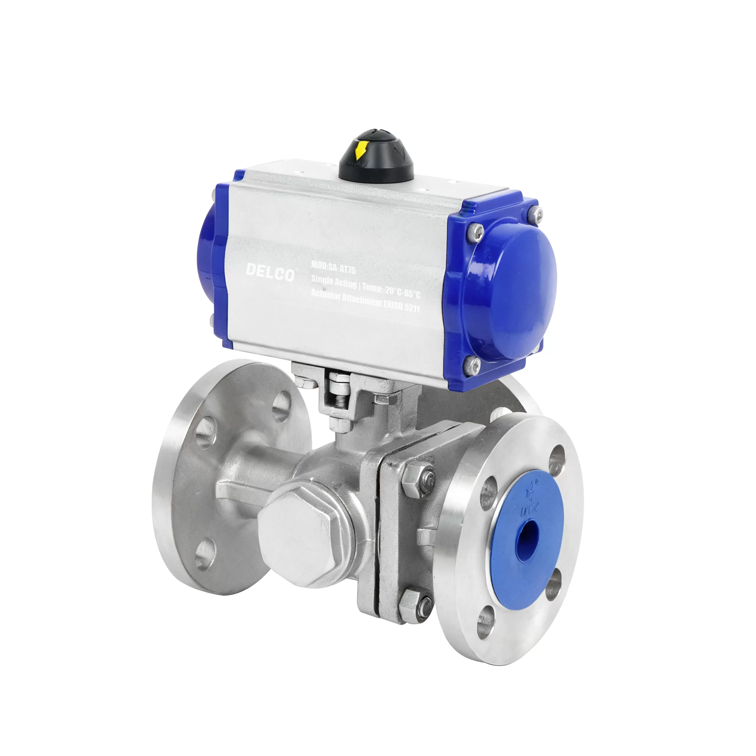 DK66-TF Pneumatic 3-Way Stainless Steel Flanged Ball Valve 2