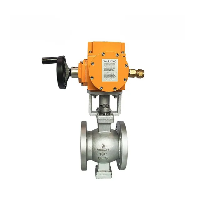 EX-DKV55-VF elektrisches, explosionsfestes Edelstahl-V-Flansch-Kugelventil 1