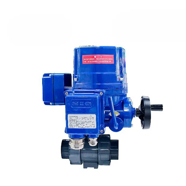 QT-DK55-PL Elektrisches, explosionssicheres Zweiweg-PVC-Doppel-Union-Kugelventil 3