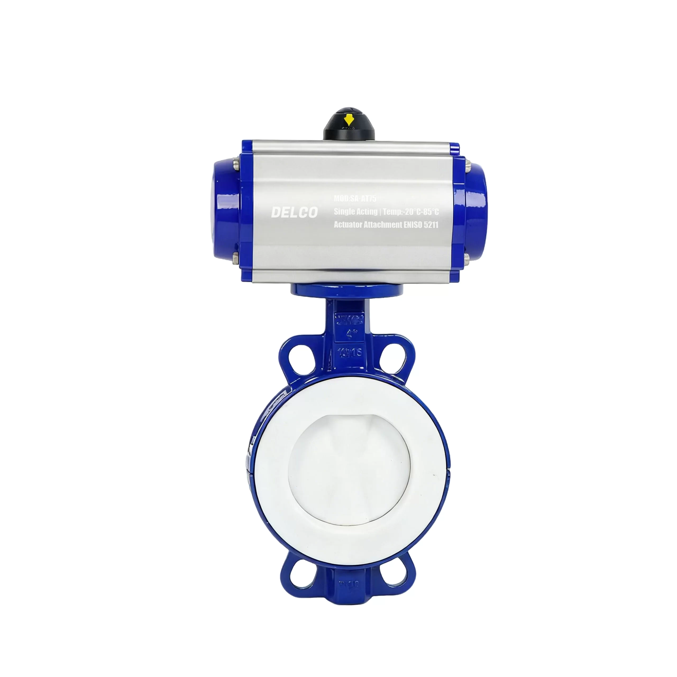 DK67-DC Pneumatic Cast Iron Lined Fluorine Butterfly Valve 2