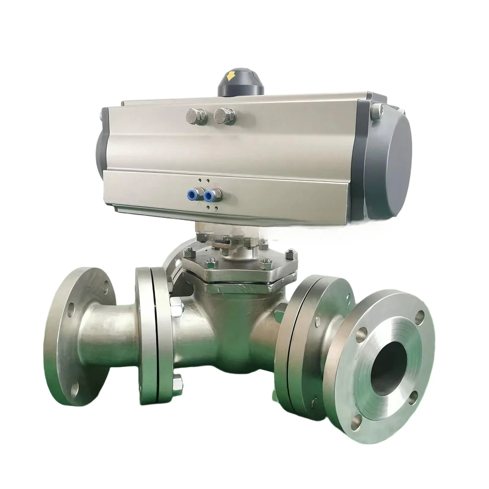 Pneumatic Y-type three-way flange ball valve 3